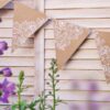 Flagietka w kolorze naturalnym boho z biała koronką