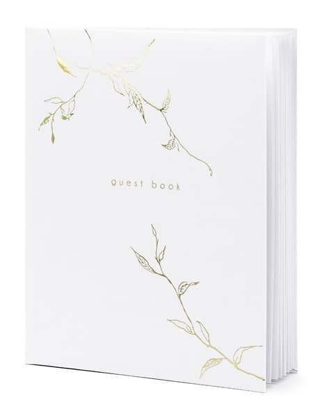 Biała księga gości ze złotym laminatem guest book