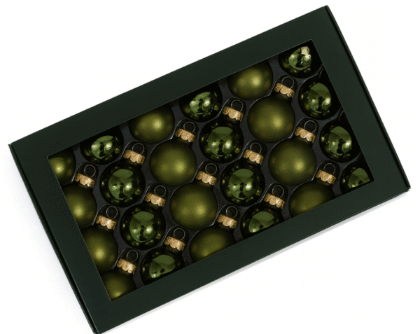 Bombki-szklane-w-kolorze-oliwkowym-2,5cm Szklane bombki w rozmiarze 2,5cm oliwka butelkowa zielen