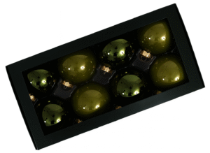 Szklane bombki w rozmiarze 8cm w kolorze oliwki