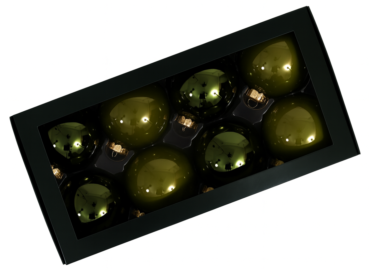 Szklane bombki w rozmiarze 8cm w kolorze oliwki