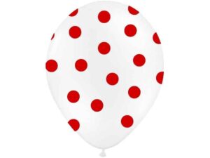 Balon biały w czerwone kropki