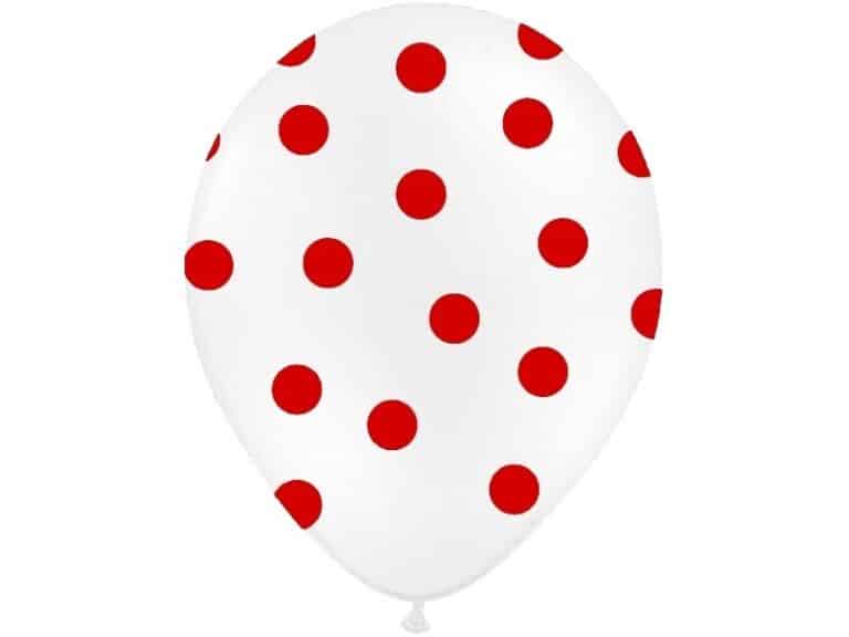 Balon biały w czerwone kropki