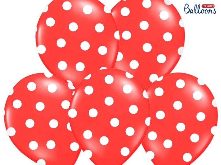 Balon czerwony w białe kropki
