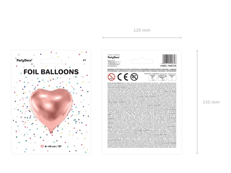 Balon foliowy 45cm Serce Rose Gold