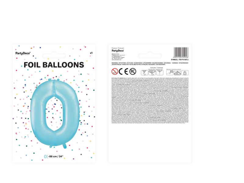 Balon foliowy błękitna cyfra 0 86cm 