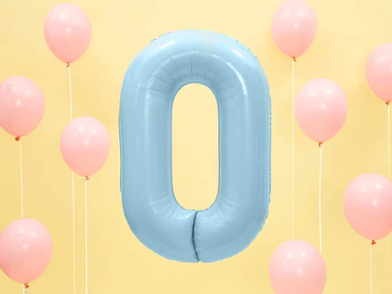 Balon foliowy błękitna cyfra 0 86cm 
