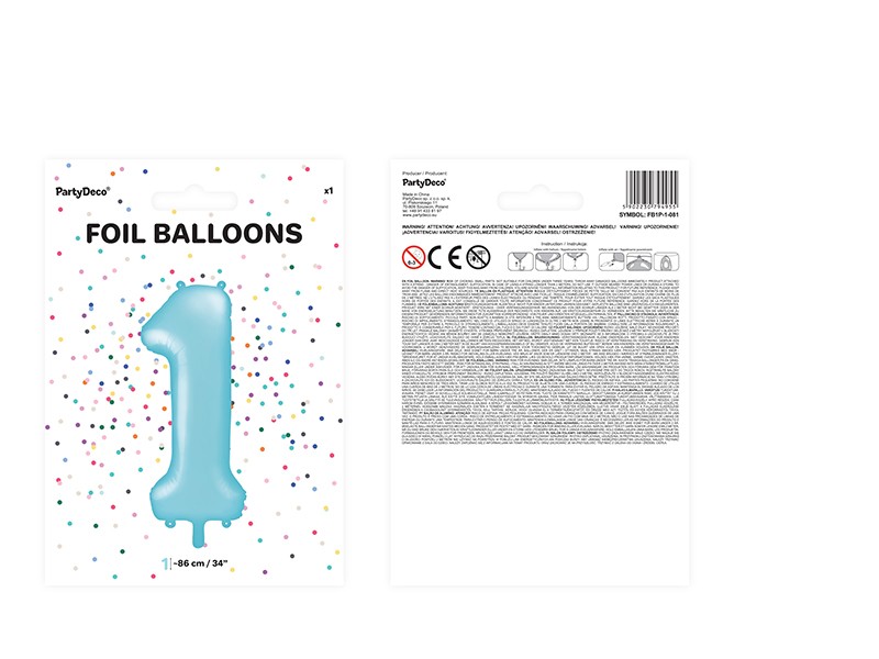 Balon foliowy błękitna cyfra 1 86cm 