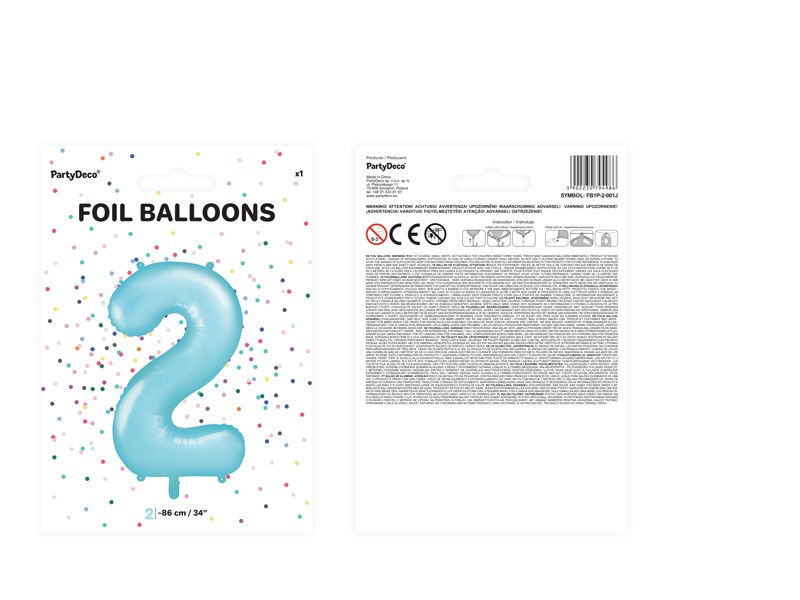 Balon foliowy błękitna cyfra 2 86cm 
