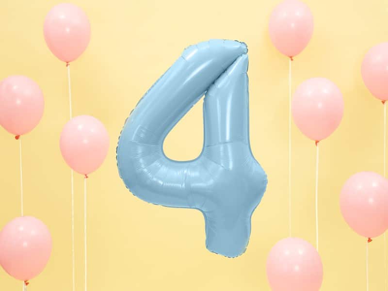 Balon foliowy błękitna cyfra 4 86cm 