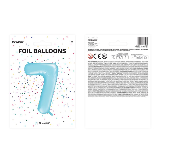 Balon foliowy błękitna cyfra 7 86cm 