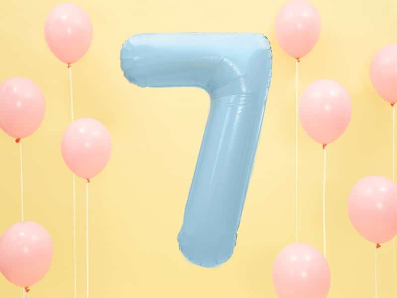 Balon foliowy błękitna cyfra 7 86cm 