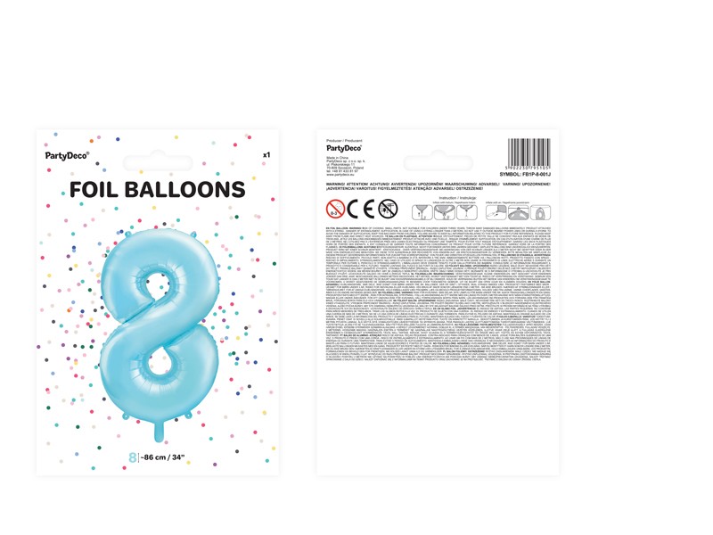 Balon foliowy błękitna cyfra 8 86cm 