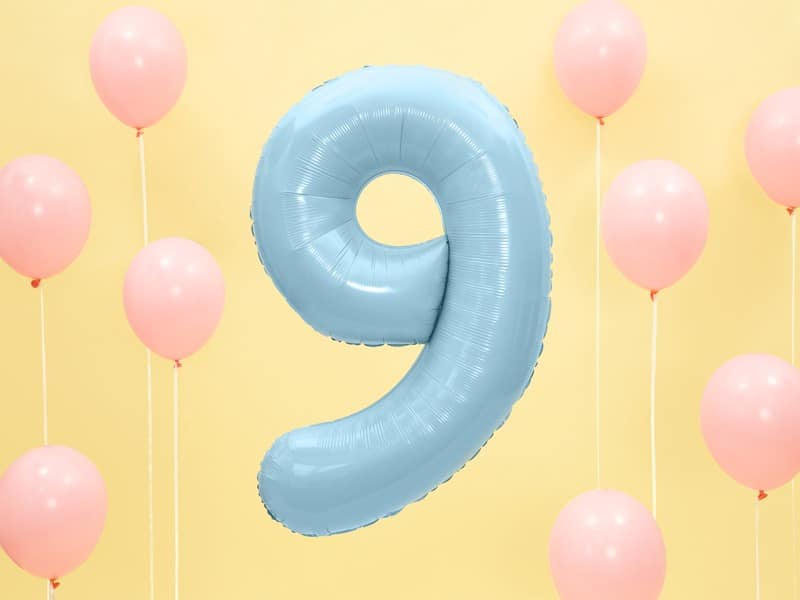 Balon foliowy błękitna cyfra 9 86cm 