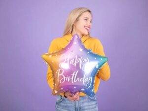 Balon Foliowy Gwiazdka Happy Birthday Mix