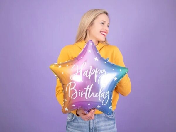 Balon Foliowy Gwiazdka Happy Birthday Mix