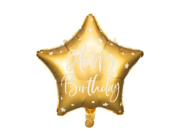 Balon Foliowy Gwiazdka Happy Birthday Złoty