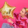 Balon Foliowy Gwiazdka Happy Birthday Złoty