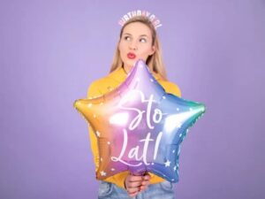 Balon Foliowy Gwiazdka Sto Lat! Mix