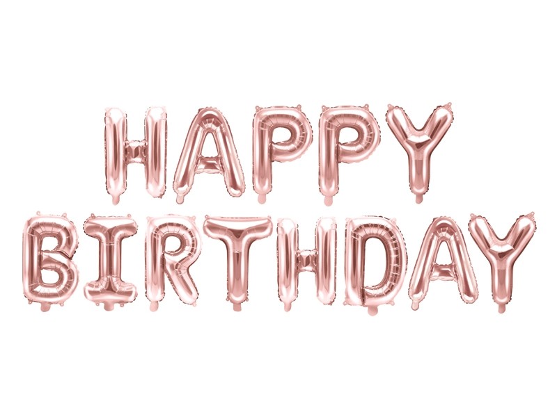 Balon foliowy HAPPY BIRTHDAY napis Rose Gold