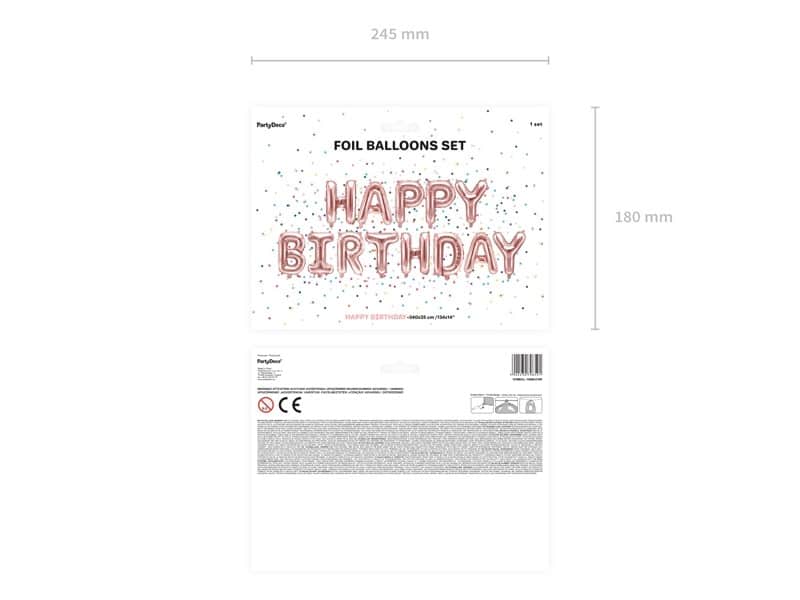 Balon foliowy HAPPY BIRTHDAY napis Rose Gold