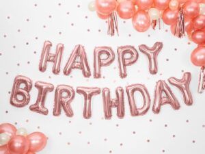 Balon foliowy HAPPY BIRTHDAY napis Rose Gold