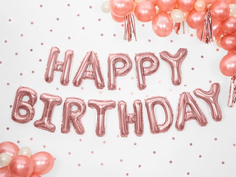 Balon foliowy HAPPY BIRTHDAY napis Rose Gold