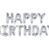 Balon foliowy HAPPY BIRTHDAY napis srebrny