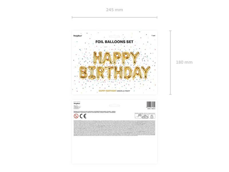 Balon foliowy HAPPY BIRTHDAY napis złoty
