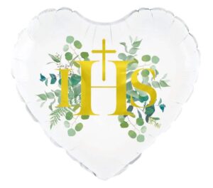 Balon Foliowy na komunię Serduszko IHS Boho