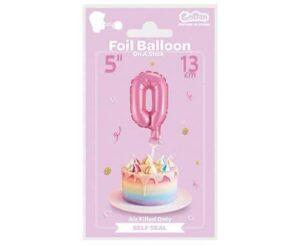Balon foliowy na patyczku Cyfra 0 różowa