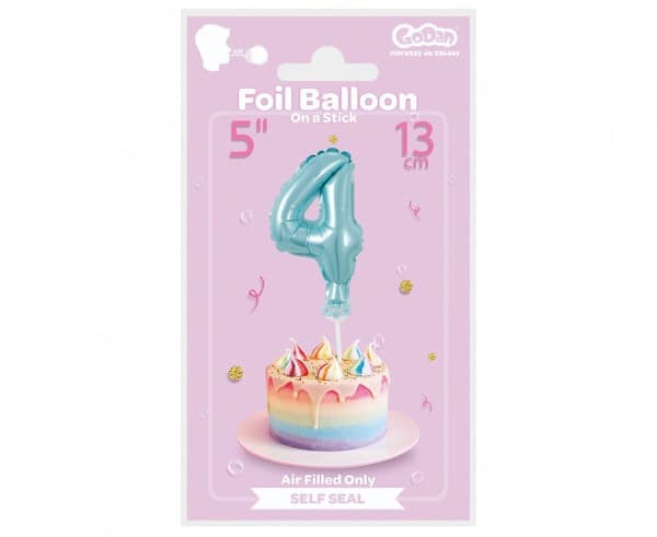 Balon foliowy na patyczku Cyfra 4 niebieska 