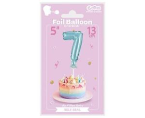 Balon foliowy na patyczku Cyfra 7 błękitna