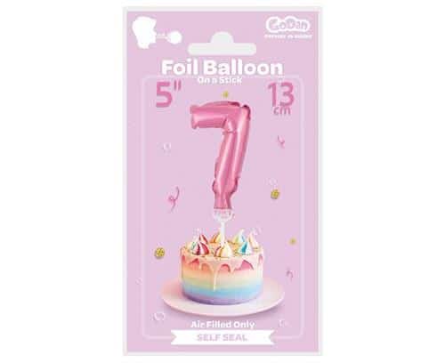Balon foliowy na patyczku Cyfra 7 różowa 