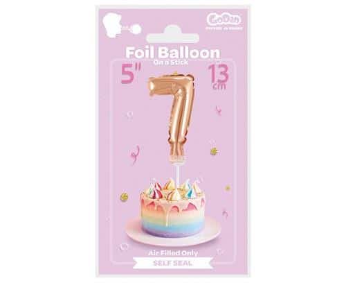 Balon foliowy na patyczku Cyfra 7 różowo-złota 