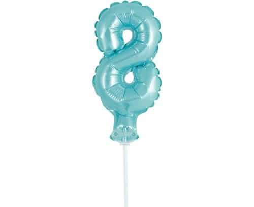Balon foliowy na patyczku Cyfra 8 błękitna 