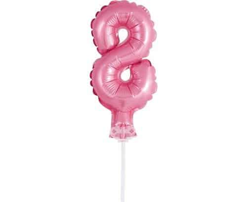 Balon foliowy na patyczku Cyfra 8 różowa 
