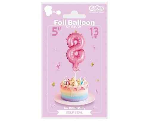 Balon foliowy na patyczku Cyfra 8 różowa 