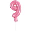 Balon foliowy na patyczku Cyfra 9 różowa 