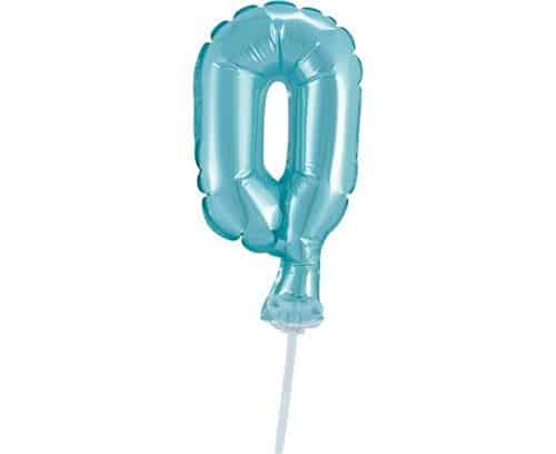 Balon foliowy na patyczku Cyfra O błękitna 