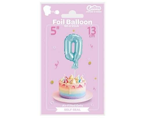 Balon foliowy na patyczku Cyfra O błękitna 