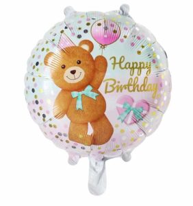 Balon foliowy okrągły Miś Happy Birthday