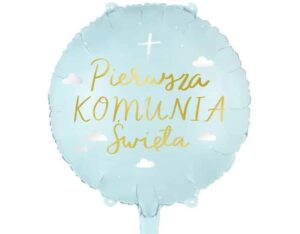Balon Foliowy Pierwsza Komunia Święta Błękitny