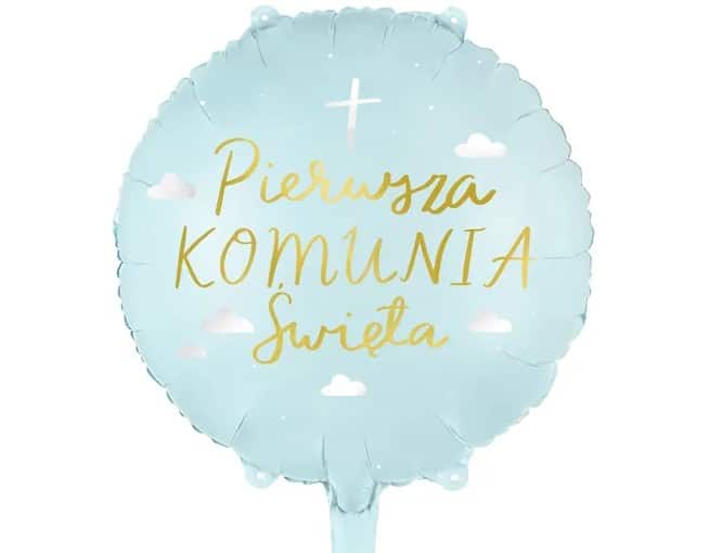 Balon Foliowy Pierwsza Komunia Święta Błękitny