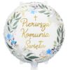 Balon Foliowy Pierwsza Komunia Święta Motyw Kwiatowy