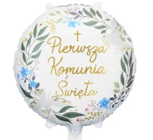 Balon Foliowy Pierwsza Komunia Święta Motyw Kwiatowy