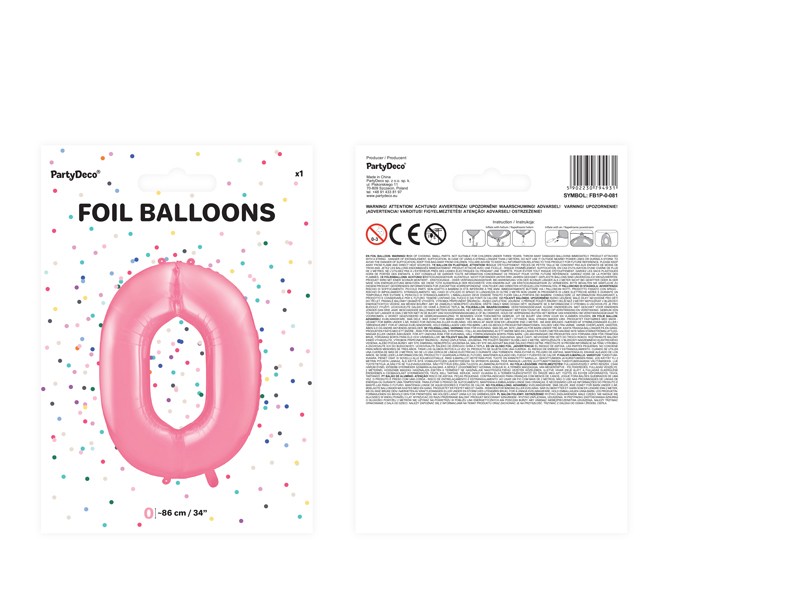 Balon foliowy różowa cyfra 0 86cm 