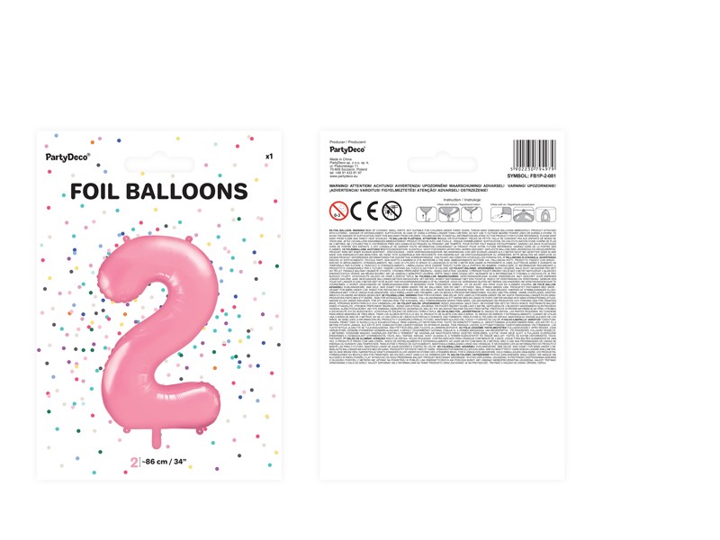 Balon foliowy różowa cyfra 2 86cm 