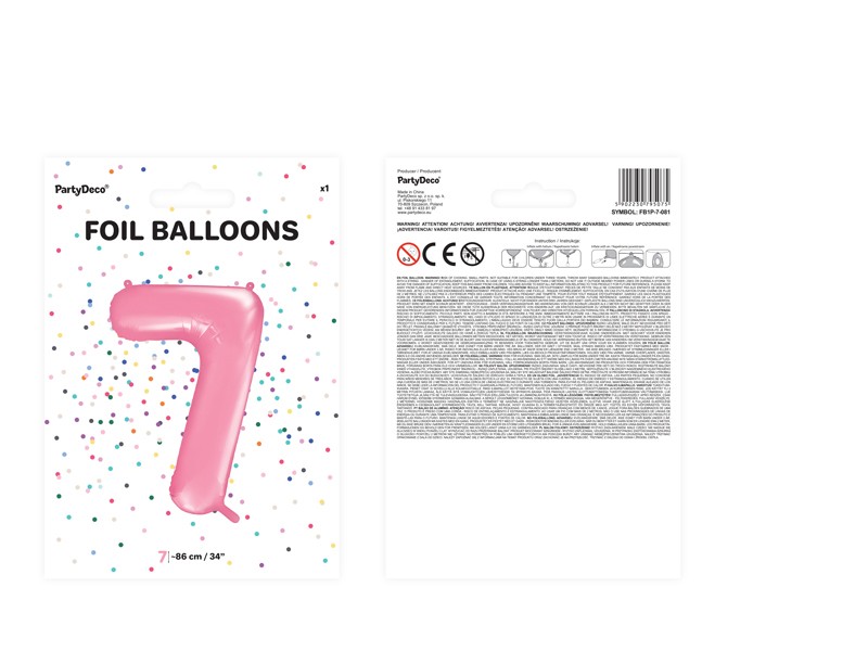 Balon foliowy różowa cyfra 7 86cm 