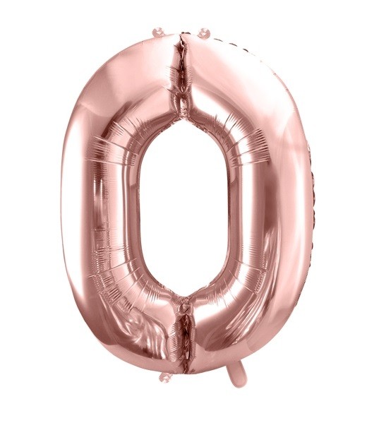 Balon foliowy różowo-złota cyfra 0 86cm 